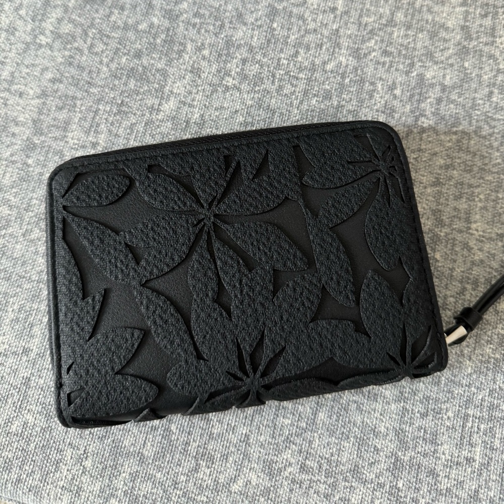Desigual cutout print zip around wallet in black